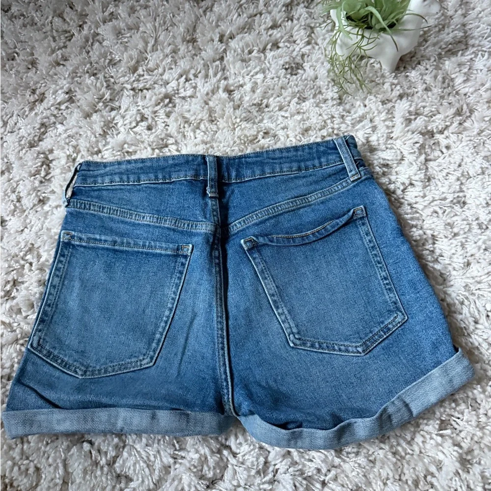 Old Navy Og straight high waisted a thick roll up vintage dark blue Denim Shorts - Picture 5 of 5